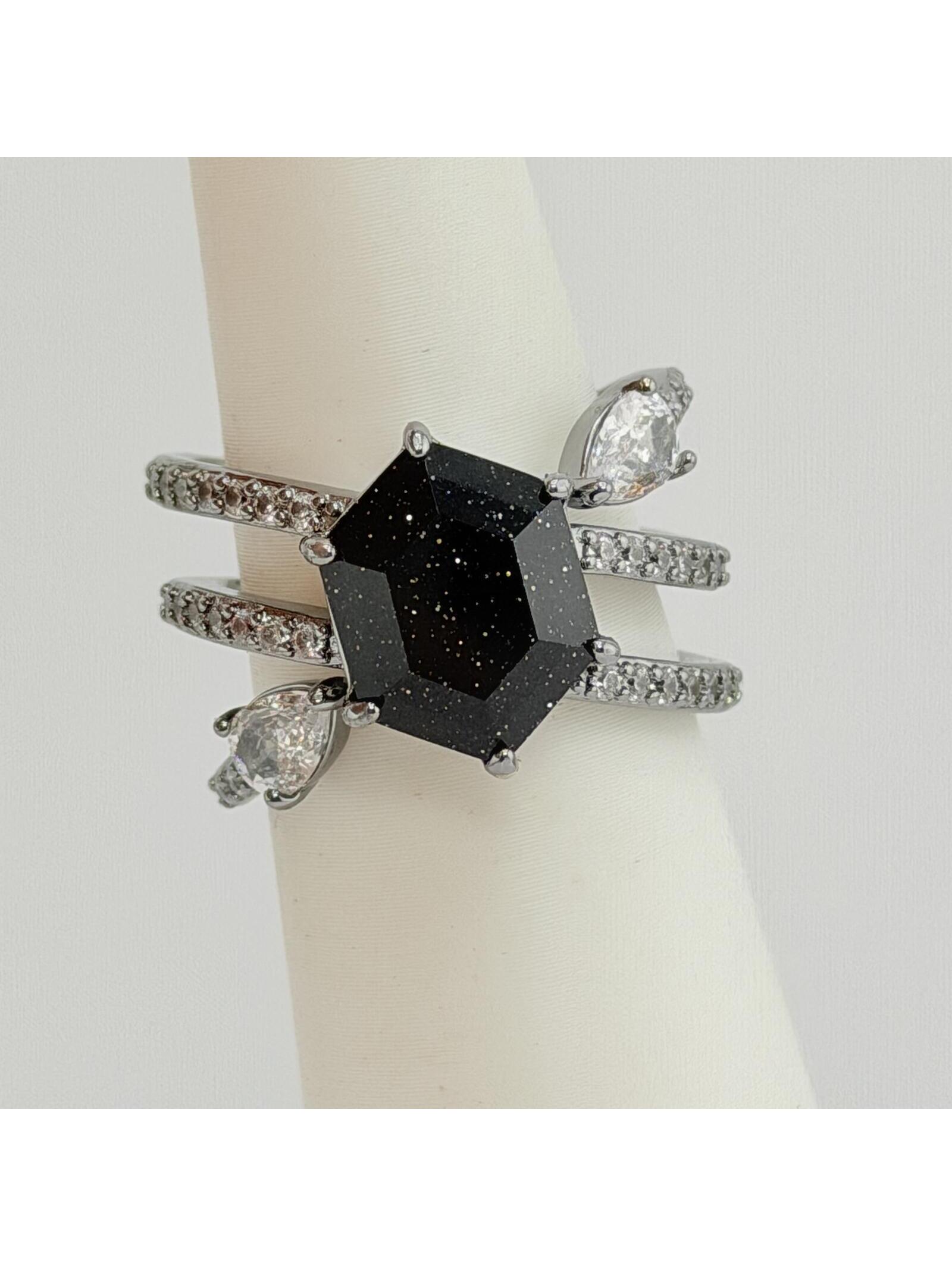 Bomb Party Untamed Ring Sz 8 “Slither & Spark” Onyx Sandstone On Hematite